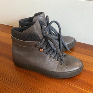M.Gemi Taupe lined leather booties, new, size 37